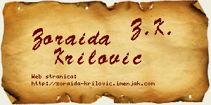 Zoraida Krilović vizit kartica